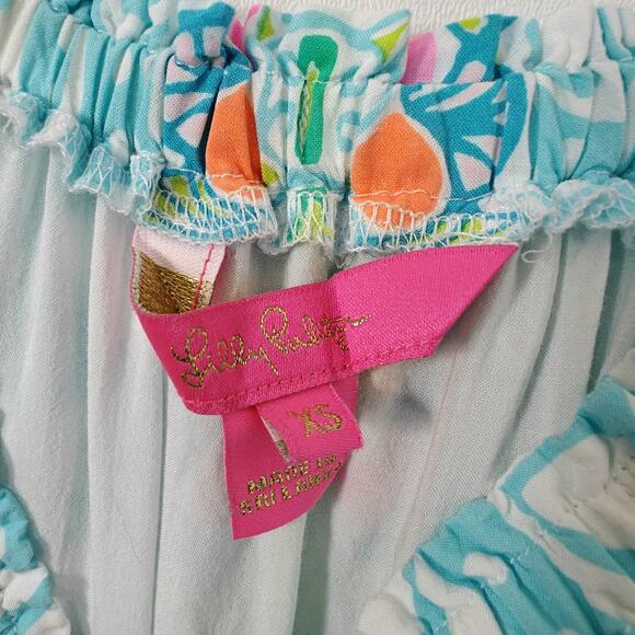 Lilly Pulitzer Nevie Dress Size XS Caribbean Citrus Off Shoulder Tropical Beachy - Picture 8 of 11